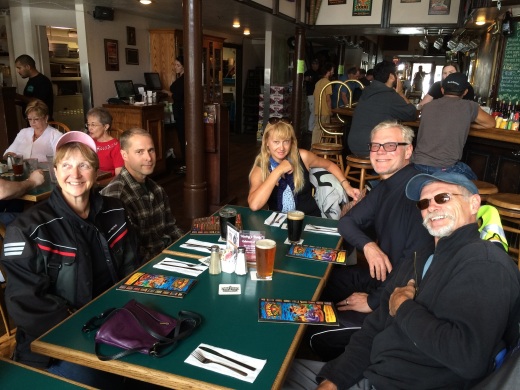 Our group having lunch at the Lost Coast Brewery, still happy and relaxed.